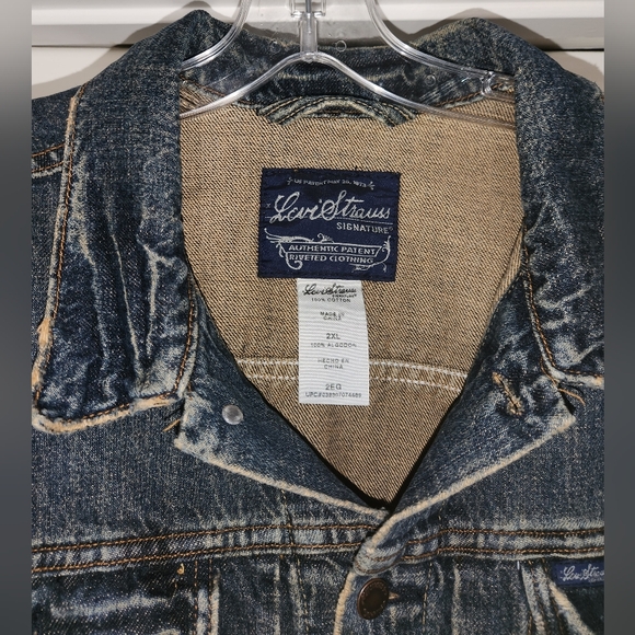 Levi Strauss Signature Vintage Denim Trucker Jacket EUC XXL $48 - Picture 2 of 6